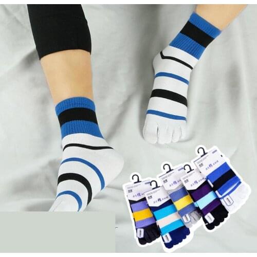 Stripe Five Finger Socks Autumn And Winter Horizontal Pattern Adult Five Finger Socks Sports Leisure Mens Socks
