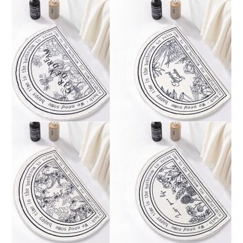 Semicircle Shower Mat Doormat Absorbent Flower Carpets Entrance Kitchen Mats Balcony Porch Area Rugs Living Room Bathroom Tapis