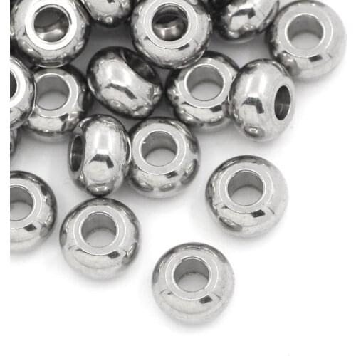100Pcs Stainless Steel Spacer Abacus bead Charms Silver Tone Round Jewelry DIY Findings Component 5mm(1/4")