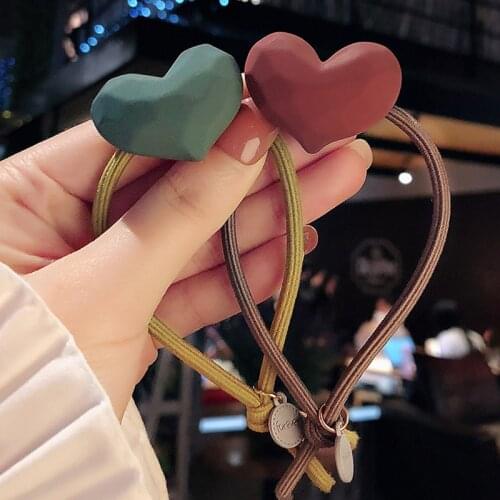 Heart-shaped Scrunchies Hair Rope 2021 Vintage Lovely Heart Matte Sweet Rubber band Women Elastic Hair Ties Hair Accessories