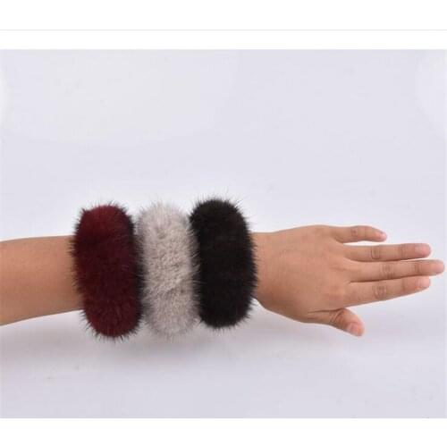 Genuine Mink Fur Hair Women Accessories Elastic Hair Band Rings Hair Ties