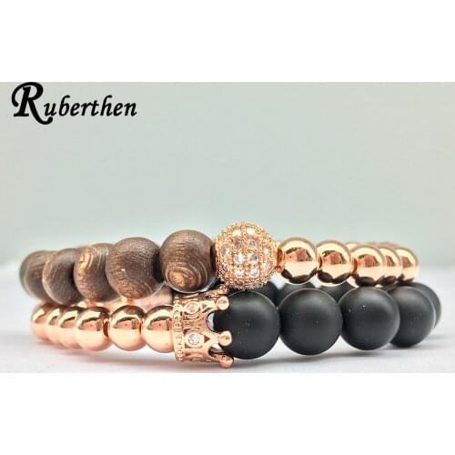 Ruberthen New Arrival Crown Charm Bracelet Howlite Wood Beads Bracelet Vintage Design Bohemia Powerful Jewelry Drop Shipping