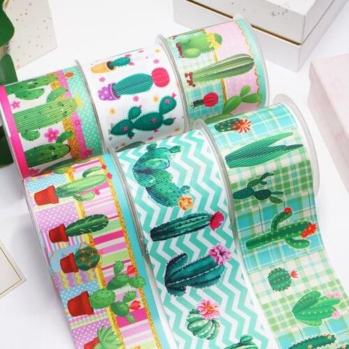 DIY Cartoon Cactus Printed Grosgrain Ribbon For Craft Supplies Sewing Accessories 5 Yards, Planar Resins Mold 10 Pieces. 55176