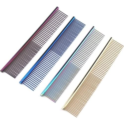 5 Color Professional Aluminum alloy pet grooming tangle steel comb dog grooming hair massage combs Dog Trimming hair brush comb