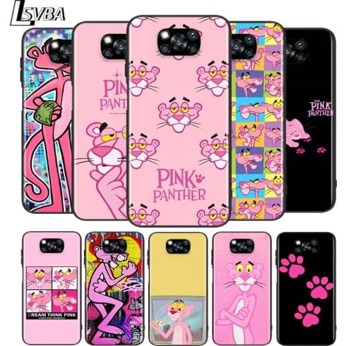 Pink Panther for Xiaomi Poco X3 NFC X2 M3 M2 F2 Pro C3 F1 A2 Lite A1 Mix3 Play Silicone Soft Black Phone Case