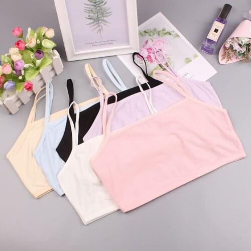 Developmental little girl tube top single layer without sponge pad underwear 9-12 years old anti-glare vest modal summer thin