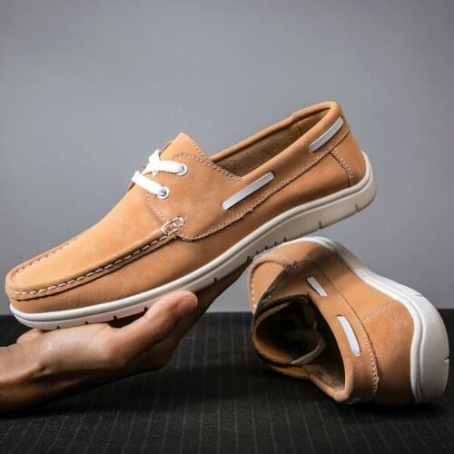 Fashion Brown British Style Genuine Leather Shoes Men Casual Slip On Mens Drving Shoes Soft Comfortable Man Loafers мужск обувь