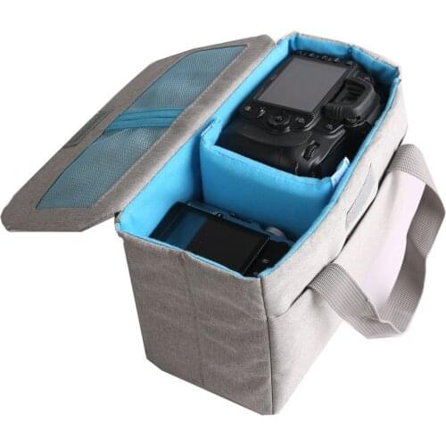 Waterproof Shockproof Camera Lens Bag Padded Insert SLR Carry Case Portable Folding Photography Handbag for Canon Nikon Sony