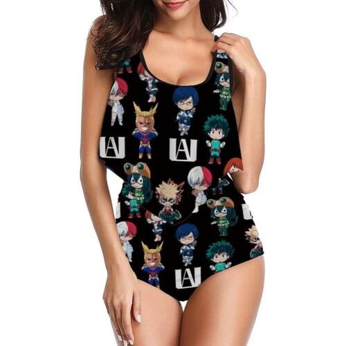 My Hero Academia Cosplay Women Two Piece Swimsuit High Waisted Bikini Backless Ruffle Swimwear Bathing Suits Summer Swimming