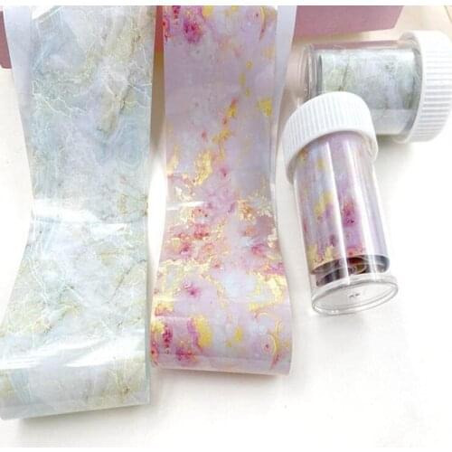1 Roll Marble Effect Transfer Foil Nails Shell Gradient Stickers Holo Sky Starry Paper Decal Nail Gel Wraps Manicure Tips