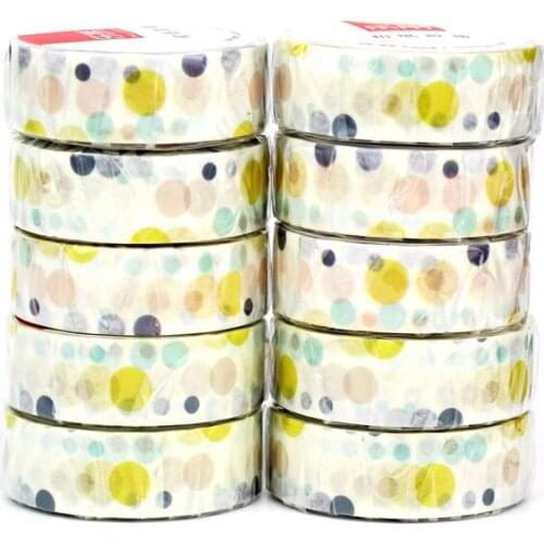 10pcs/Lot Decorative Cute Colorful Dots Japanese Paper Washi Tapes Scrapbooking Planner Adhesive Masking Tape Stationery