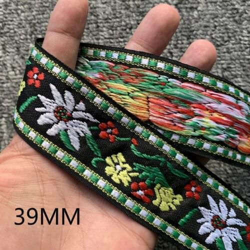 3 YARD 39MM Black Solarium Embroidered Ribbon National Lace