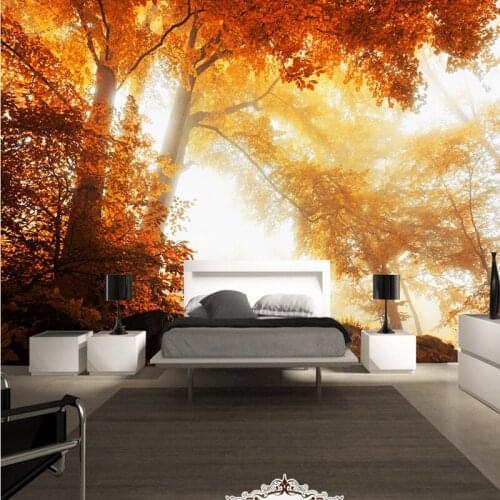 Dropship 3D Photo Wallpaper High Definition Autumn Leaves Forest Landscape Background Wall Living Room Wallpaper Murals