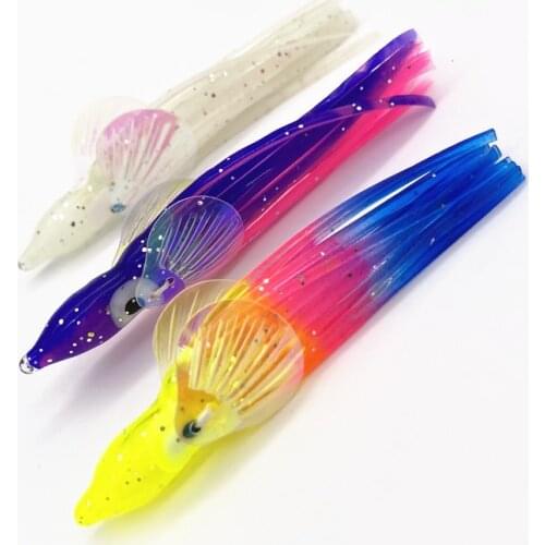 5pcs*7cm OctopusLure with Gill Calamar Jigging Fishing Lure Sea Fishing Wobbler UV Glow Soft Lure Squid Skirt Fishing