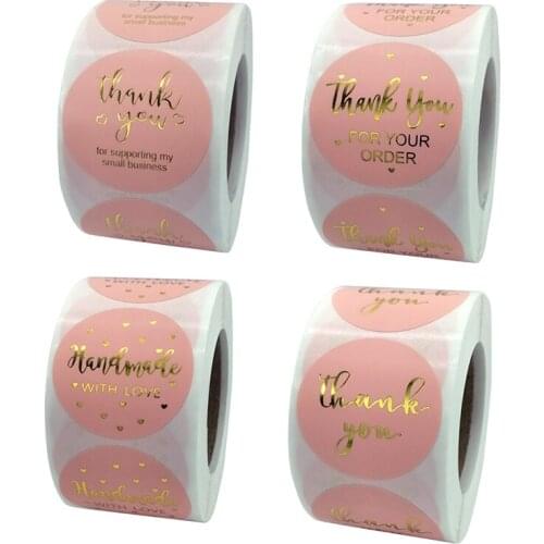 500Pcs/Roll Creative Thank You Adhesive Stickers Round Flower Seal Label Handmade Scrapbooking Envelope Seal Toy Sticker