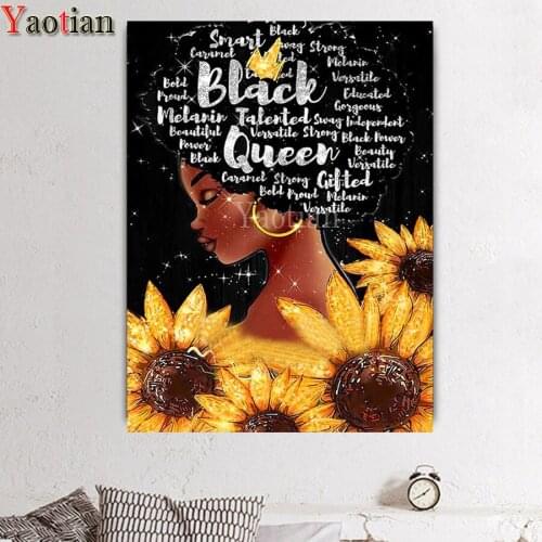 5d Diamond Embroidery African Woman Sunflower DIY Diamond Painting Cross Stitch Kit full square round Diamond Mosaic Home Decor