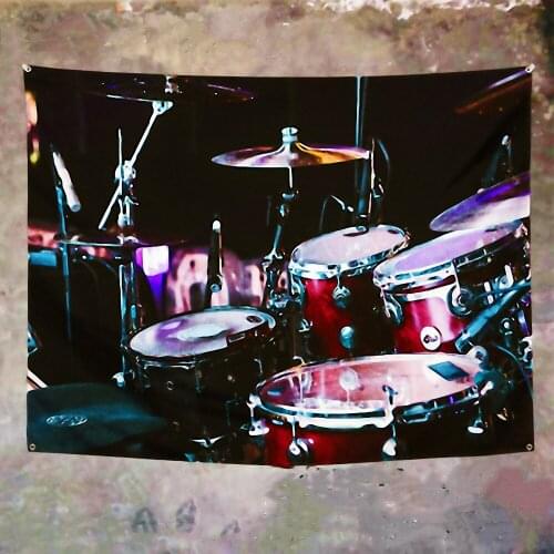 Drum kit Concert Party Decoration Poster Hanging Cloth Printing Art Musical Instruments Banners Flags Rock Music Tapestry Mural