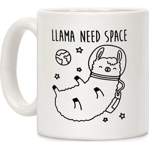 Llama Need Space Parody White 11 Ounce Ceramic Coffee Mug