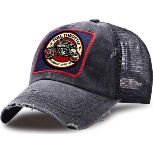 Outdoor Unisex Snapback Hats Full Throttle Cafe Racer Trucker Hat Breathable Street Baseball Caps Sport Cotton Mesh Golf Cap