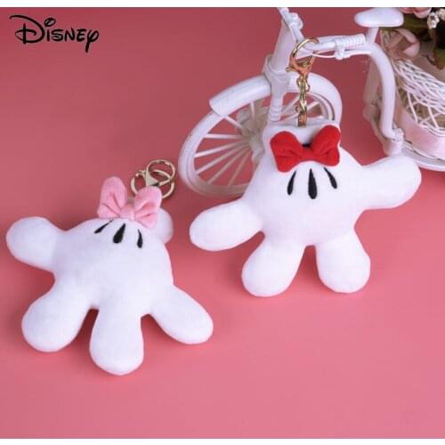 Disney Cute Mickey Mouse Palm Keychain for Women Plush Action Figure Key Chain Doll Pendant Bag Accessories Baby Keyring