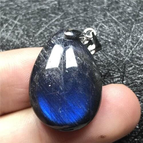 Top Natural Labradorite Pendant For Woman Man Blue Light Crystal 25x17x7mm Moonstone Stone Beads Silver Fashion Jewelry AAAAA