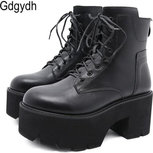 Gdgydh 2021 Wholesale Women Ankle Boots Round Toe EVA Soft Material Lace-Up Female Short Boots Thick Platform Ladies Shoes Black