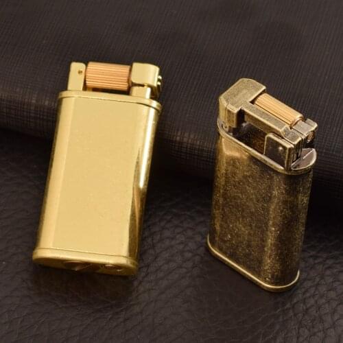 Kerosene Lighter arm Lifting Grinding Wheel Nostalgic Old Style Creative Classic Personality Brass Mens Lighter