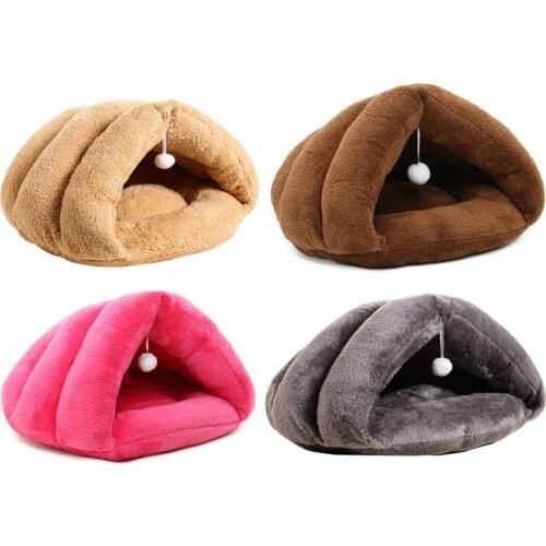Cat Bed House Windproof 4 Colors Soft Fleece Winter Warm Pet Small Dog Bed Kennel Cat Sleeping Bag Puppy Cave Bed 2 Size
