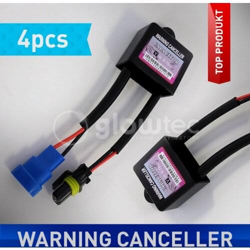 4Pcs Xenon Warning Canceller HID Xenon Lamp Relay Capacitor Lights Decoder Kits HID Error Load Resistor Canbus Decoder GLOWTEC