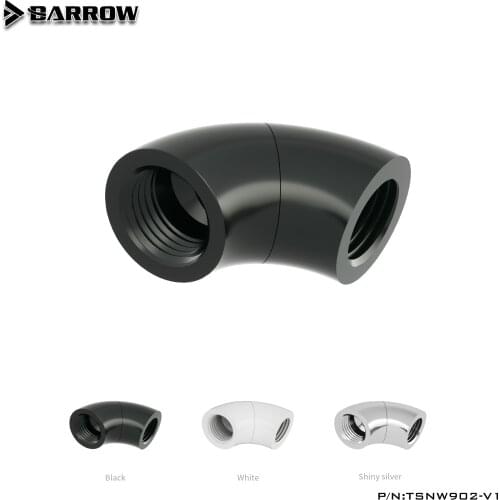 BARROW Black Silver Double Internal G1/4'' Thread 90 Degree Rotary Fitting Adapter water cooling Adaptors