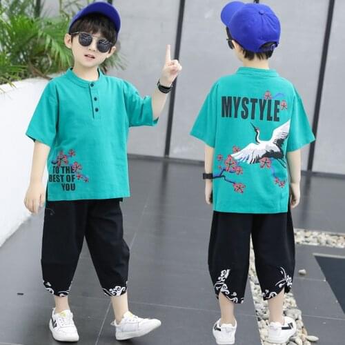 Big Boy Summer Clothing Sport Sets Fashio Short Sleeve T Shirt + Shorts 2pcs Childrens Clothes Suit Kids Boys Costume 3-14Y