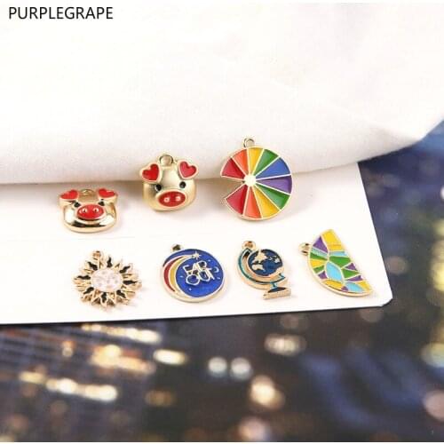 10pcs Earrings Material Diy Jewelry Accessories Hand Made Alloy Drop Oil Bracelet Necklace