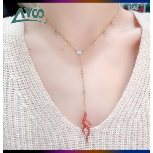 Fashion Jewelry 2021 High Quality SWA 1:1 New Charm Ocean Series Red Coral womens jewelry necklace Romantic Gift For Women