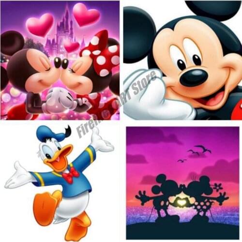 Cartoon Mickey Mouse Friend Travelling DIY Diamond Painting Disney Cross Stitch Kits Needlework Mosaic Diamond Embroidery