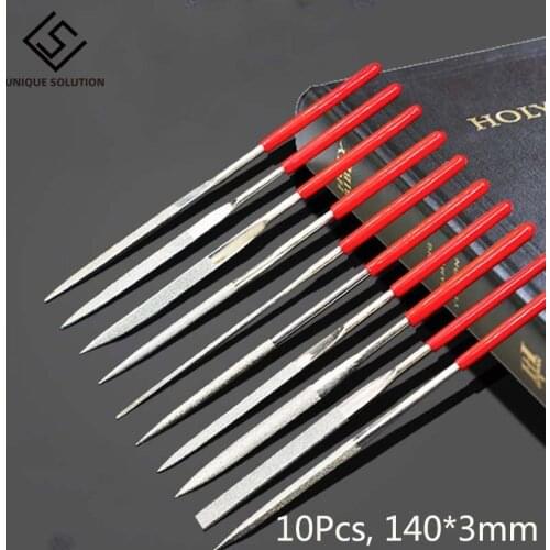 10Pcs Mini 140*3mm Needle File Set Diamond Handy Tools for Ceramic Glass Gem Stone Hobbies Crafts and 3D Printing Models