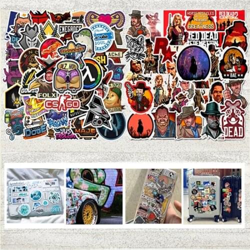 50pcs CS GO Games Stickers Redemption Cool Stickers For Laptop Travrl Suitcase Motorcycle Fridge Mirror Waterproof Stickers