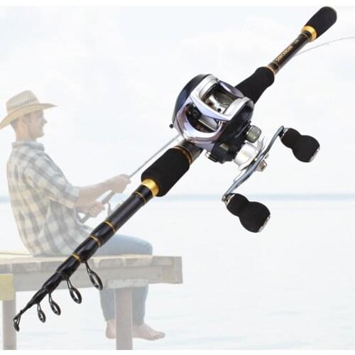 NEW Carbon Rod M power lure 7g -28g 1.8M 2.1M 2.4M 2.7M Portable Telescopic Fishing Rod Casting Rod Casting Reels Set