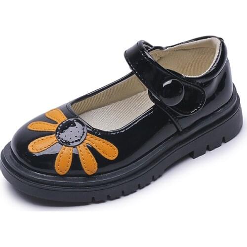 2021 Autumn Kids New Leather Shoes Girls Fashion Single Shoes Western Style Princess Shoes Cute Flower Sweet Student 26-36 Hot