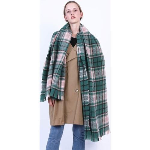 New Classic Wolfgang Cashmere-like Woman Scarf in Autumn and Winter of 2019,Two-color checked shawl to keep warm ladys scarf