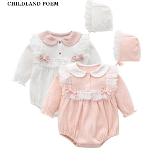 Newborn Baby Clothes Princess Baby Girls Clothes Cotton Lace Girl Romper Bodysuit Infant Baby Romper Jumpsuit Overalls With Hat