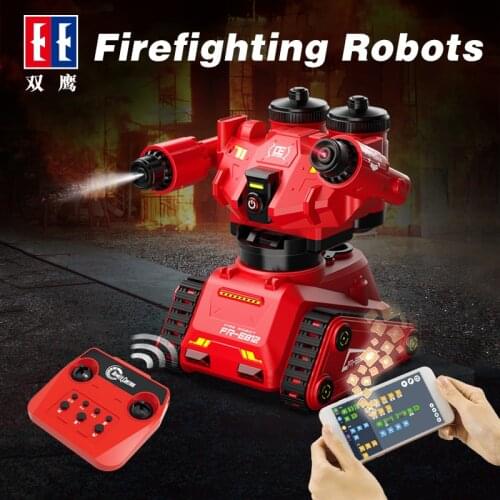 Double E E812-001 Rc Robot Mobile App Remote Control Intelligent Fire Fighting Smart Robot Luminous Water Spray Toys for Boys