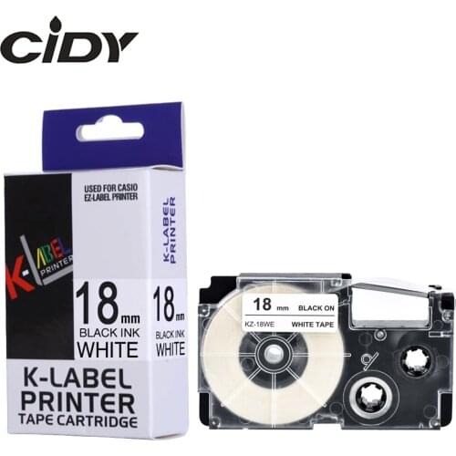 CIDY XR18WE Compatible Label Tape XR-18WE XR 18WE Casio Black on White 18mm label ribbon for KL-60-L KL-120 KL-750 label maker