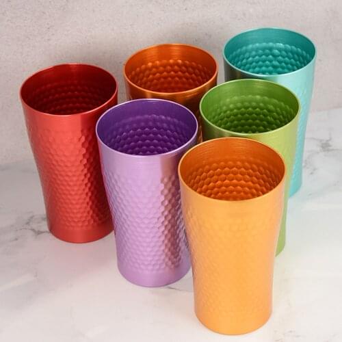 QUEENBAR 470ML Hammered Aluminum Cup 6pcs Bar Beer Cup Tumbler Cup Outdoor Travel Cup Bar Cup Drinks Restaurant Tools