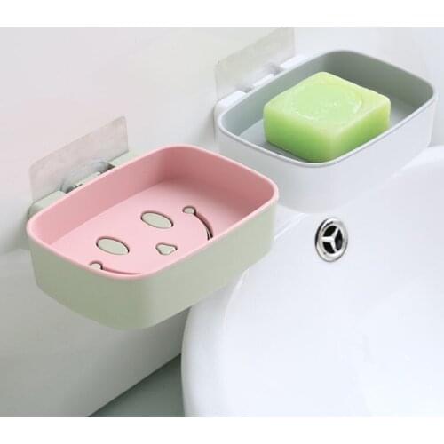 Creative Soap Box Suction Cup Wall Hanging Soap Box Household Non-perforated Double Soap Holder Drain Toilet Rack