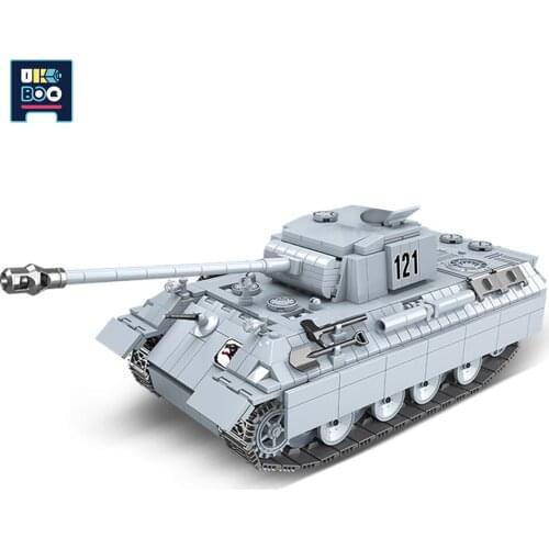 UKBOO 990PCS Military Panther 121 Tank Model Building Blocks WW2 Army City Soldier Weapon Bricks Set Toys for Children Boys Gift