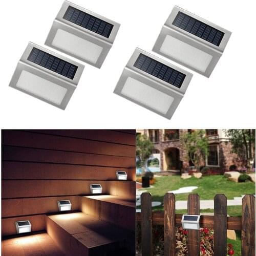 Yohencin 4 Pack Solar Lights Outdoor Garden Solar Fence lights 3 LED Step Lights Stainless Steel Case for Stair Wall Patio Yard