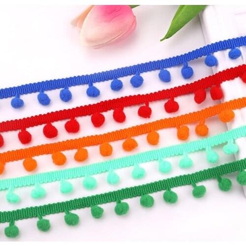 12mm 2/5 Yard Pompom Decoration Fans Your Pearl Pompom Tassel Ribbon Sewing Lace Knitted Fabric Handmade DIY Craft Accessories