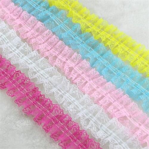 5yards/bag DIY Craft Supplies Handmade pleated lace chiffon lace clothing fabric decoration lace cotton hair accessories FZ41