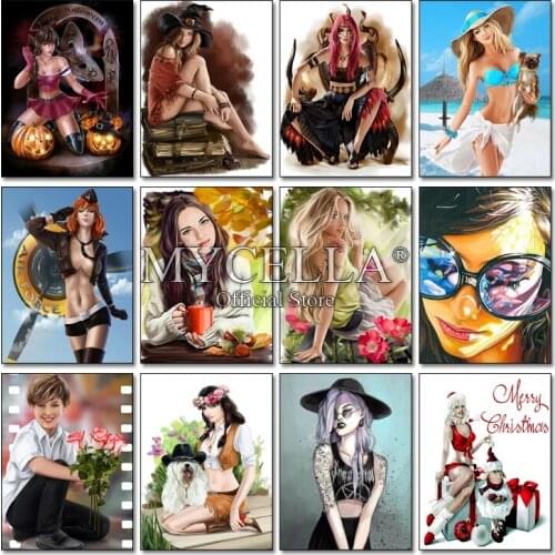 5d Diy Diamond Painting Cross Stitch Beauty Girl Needlework Full Round Diamond Embroidery Rhinestone Mosaic Home Decor Crafts