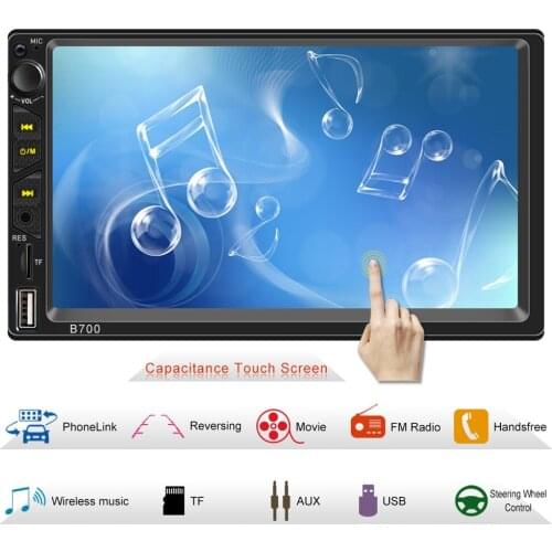 7inch HD Car Stereon Radio Capacitive Touch Screen BT FM USB MP5 Player Phone Link + Free Camera